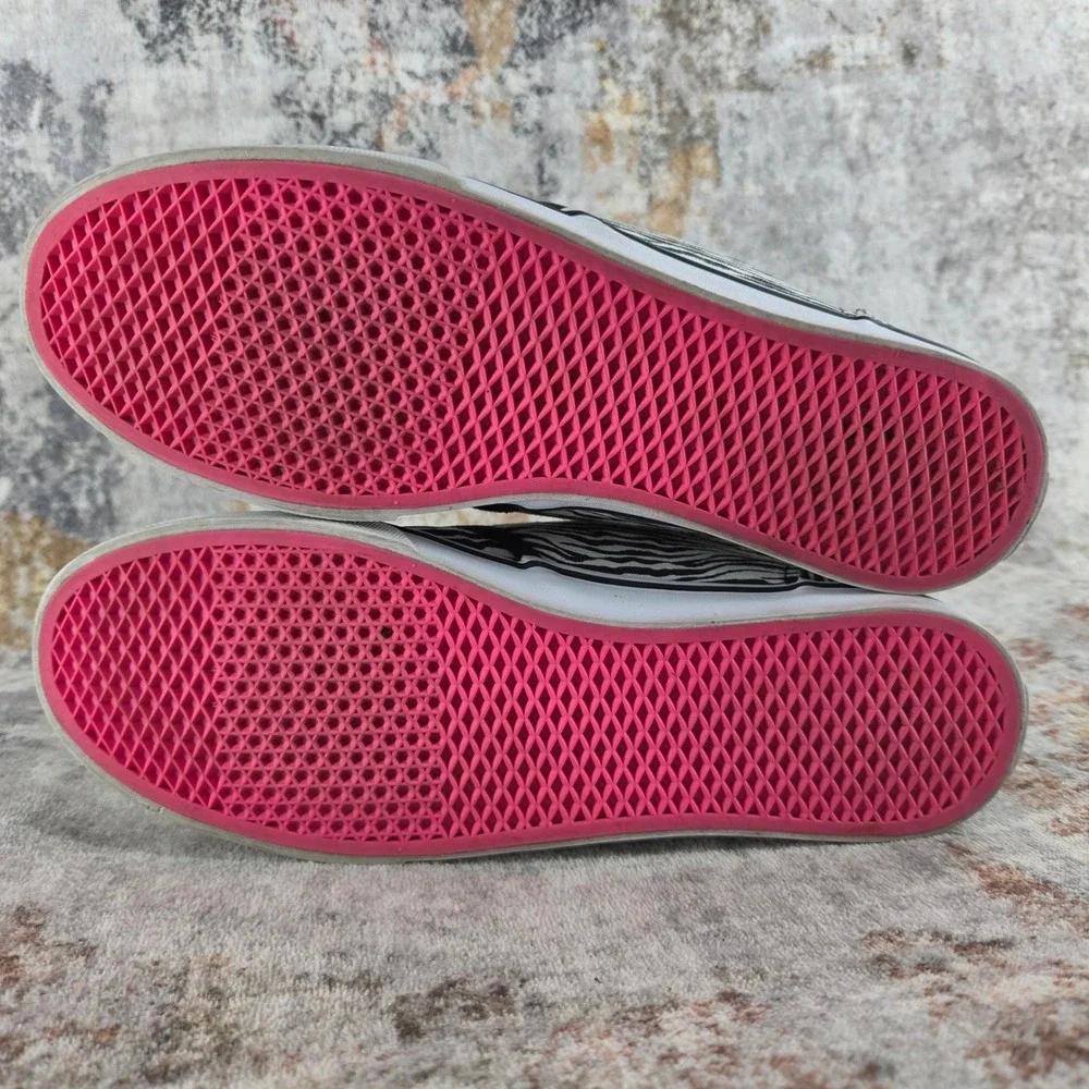 Vans Atwood Low Zebra Print Sneakers Womens 7.5 Black White Hot Pink Skate Shoes
